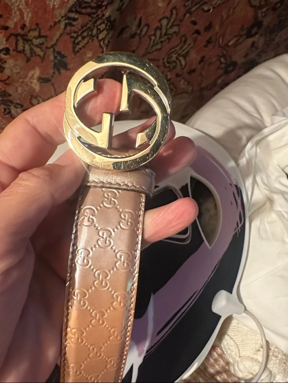 Gucci Pink Guccissima leather Interlocking GG Belt